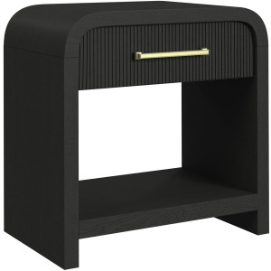 Ridgemont 1-Drawer Nightstand with USB in Black with Grain