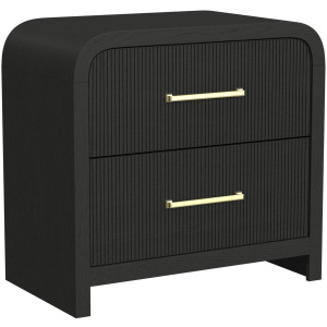 Ridgemont 2-Drawer Nightstand with USB in Black with Grain