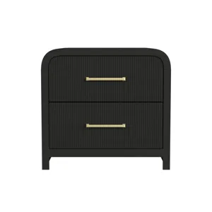 Ridgemont 2-Drawer Nightstand with USB in Black with Grain