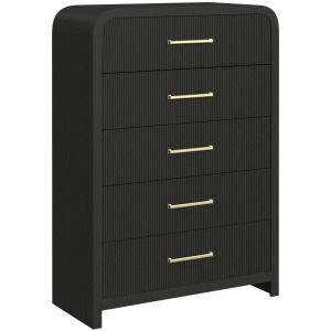 Ridgemont 5-Drawer Chest in Black with Grain