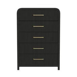 Ridgemont 5-Drawer Chest in Black with Grain