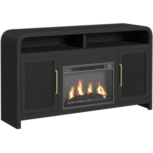 Ridgemont Complete Fireplace Cabinet in Black with Grain - Single Pack