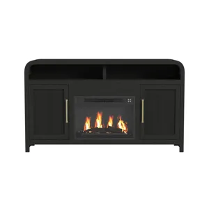 Ridgemont Complete Fireplace Cabinet in Black with Grain - Single Pack