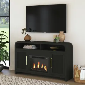 Ridgemont Complete Fireplace Cabinet in Black with Grain - Single Pack