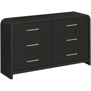 Ridgemont 6-Drawer Dresser in Black with Grain
