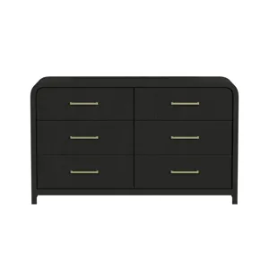 Ridgemont 6-Drawer Dresser in Black with Grain