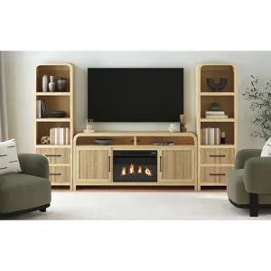 Ridgemont 70\" TV Console without Fireplace Insert in Natural