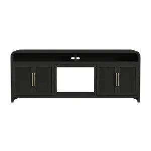 Ridgemont 82\" TV Console without Fireplace Insert in Black with Grain