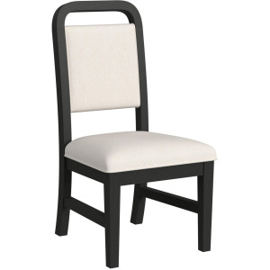 Ridgemont Dining Side Chair with White Fabric in Black with Grain (2 Per Carton)