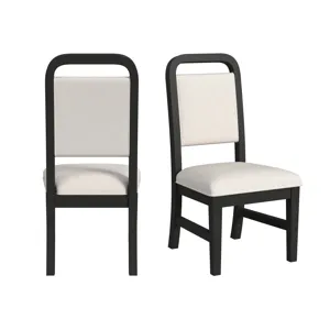 Ridgemont Dining Side Chair with White Fabric in Black with Grain (2 Per Carton)
