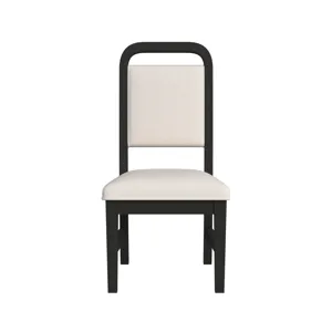 Ridgemont Dining Side Chair with White Fabric in Black with Grain (2 Per Carton)