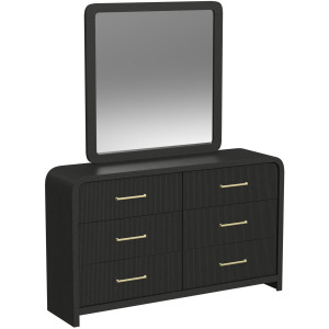 Ridgemont Dresser and Mirror Set in Black with Grain
