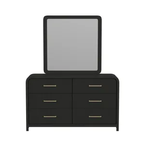 Ridgemont Dresser and Mirror Set in Black with Grain