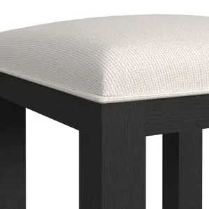 Ridgemont Dressing Stool with White Fabric in Black with Grain