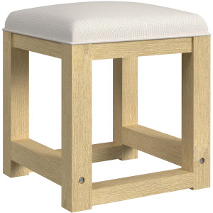 Ridgemont Dressing Stool with White Fabric in Natural