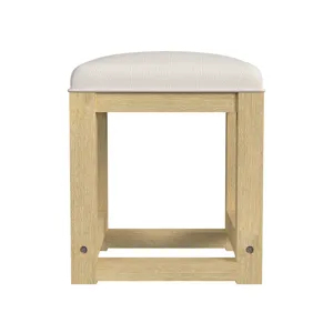 Ridgemont Dressing Stool with White Fabric in Natural
