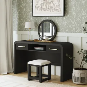 Ridgemont Dressing Table in Black with Grain