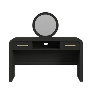 Ridgemont Dressing Table and Mirror in Black with Grain