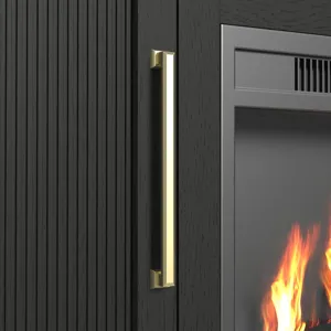 Ridgemont 70\" TV Console in Black with Grain w/23\" Fireplace Insert (All in One Box)