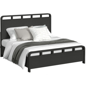 Ridgemont King Panel Bed in Black with Grain