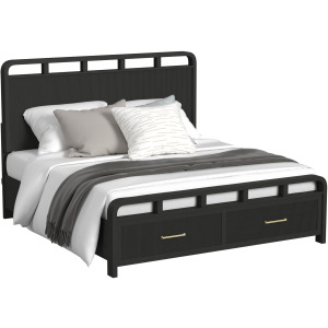 Ridgemont King Storage Bed in Black with Grain
