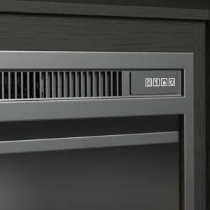 Ridgemont KIT - 82\" TV Console in Black with Grain w/23\" Fireplace Insert (Ships in 2 Boxes)