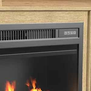 Ridgemont 82\" TV Console in Natural w/23\" Fireplace Insert (All in One Box)