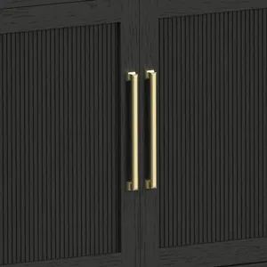 Ridgemont KIT - 82\" TV Console in Black with Grain w/23\" Fireplace Insert (Ships in 2 Boxes)
