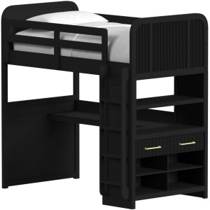 Ridgemont Loft Complete Bunk Bed in Black with Grain
