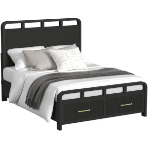 Ridgemont Full Storage Bed in Black with Grain