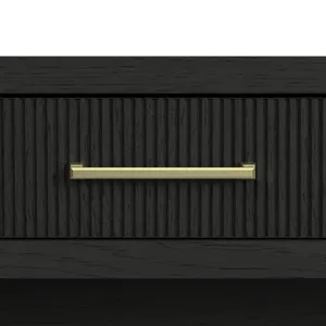 Ridgemont Sofa Table with Bottom Shelf in Black with Grain