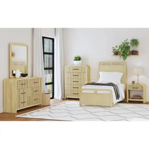 Ridgemont 1-Drawer Nightstand with USB in Natural