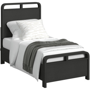 Ridgemont Twin Panel Bed in Black with Grain