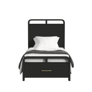 Ridgemont Twin Storage Bed in Black with Grain