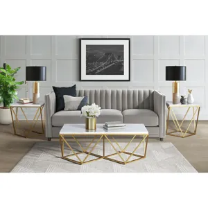 Riko Rectangular Coffee Table W/Gold Metal Leg