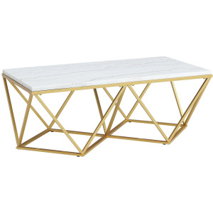 Riko Rectangular Coffee Table W/Gold Metal Leg