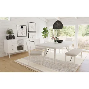 Rogen Rustic Dining Table with 18\" Leaf in Rustic White