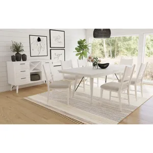 Rogen Rustic Dining Table with 18\" Leaf in Rustic White