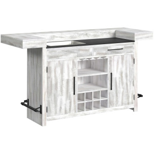 Rogen Rustic Bar Table with Ice Tray, USB and Power in Rustic White