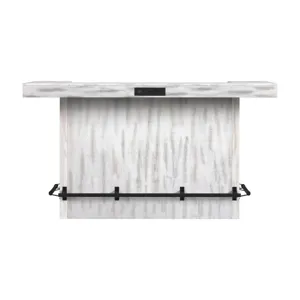 Rogen Rustic Bar Table with Ice Tray, USB and Power in Rustic White