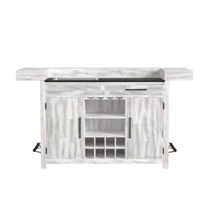 Rogen Rustic Bar Table with Ice Tray, USB and Power in Rustic White