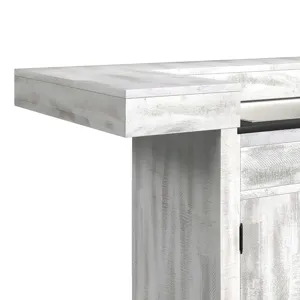 Rogen Rustic Bar Table with Ice Tray, USB and Power in Rustic White