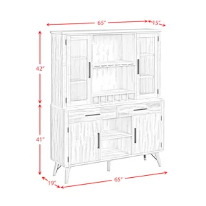 Rogen Rustic Buffet & Hutch with LED in Rustic White