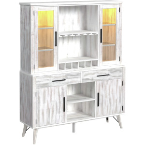 Rogen Rustic Buffet & Hutch with LED in Rustic White