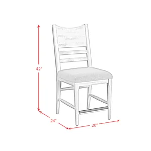 Rogen Rustic Counter Side Chair with Grey Fabric in Rustic White (2 Per Carton)
