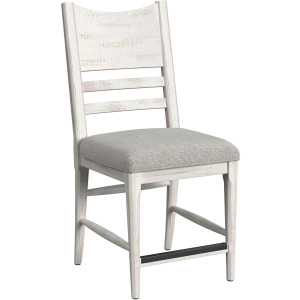 Rogen Rustic Counter Side Chair with Grey Fabric in Rustic White (2 Per Carton)