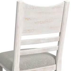 Rogen Rustic Counter Side Chair with Grey Fabric in Rustic White (2 Per Carton)