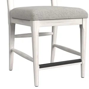 Rogen Rustic Counter Side Chair with Grey Fabric in Rustic White (2 Per Carton)