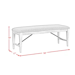 Rogen Rustic Dining Bench with Grey Fabric in Rustic White