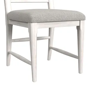 Rogen Rustic Dining Side Chair with Grey Fabric in Rustic White (2 Per Carton)